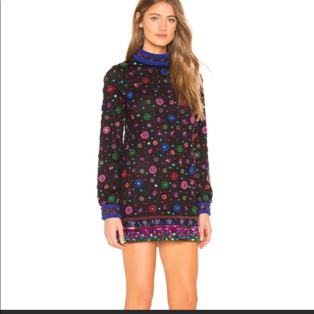 Groovy Beaded Shift Mini Dress